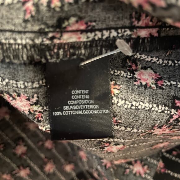 WAYF Small Babydoll Shift Dress | Black Pink Floral, Pintuck, 100% Cotton - Picture 7 of 9